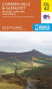 Walks on Ordnance Survey Explorer Map OL62 Coreen Hills & Glenlivet