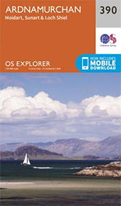 Walks on Ordnance Survey Explorer Map 390 Ardnamurchan, Moidart, Sunart & Loch Sheil