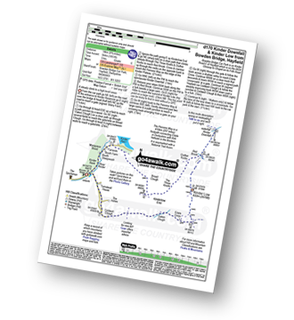 Map with easy-to-follow route details for walk d170 Kinder Downfall and Kinder Low from Bowden Bridge, Hayfield pdf