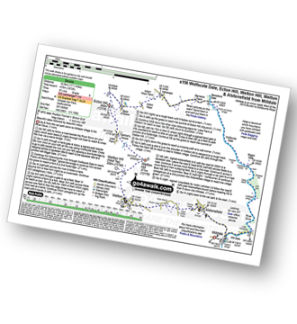 Walk route map with easy-to-follow route instructions for walk s156 Wolfscote Dale, Ecton Hill, Wetton Hill, Wetton and Alstonefield from Milldale pdf