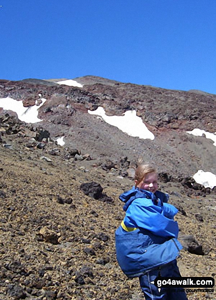 My daughter Kasia, aged 10 on Mt Ruapehu in Tongariro National Park  New Zealand