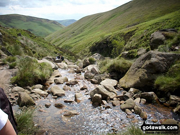 Walk d296 Jacob's Ladder and Kinder Scout from Edale - The view down Grindsbrook Clough