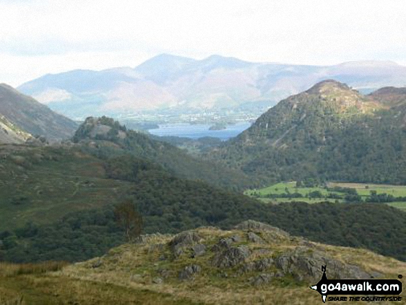 Walk c395 Glaramara, Allen Crags and Langstrath from Stonethwaite - Derwent Water and Borrowdale from Glaramara