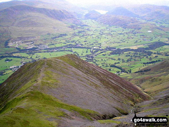 Walk c170 Blencathra or Saddleback via Hall's Fell Ridge from Threlkeld - Gategill Fell, Threlkeld and The Glendermackin Valley from Blencathra or Saddleback