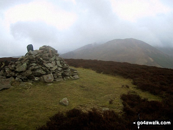 Whinlatter (Brown How) summit cairn with Graystones in the distance