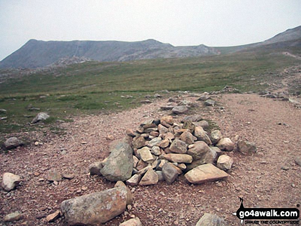 Walk c395 Glaramara, Allen Crags and Langstrath from Stonethwaite - Scafell Pike (far left), Ill Crag and the shoulder of Great End (far right) from Esk Hause