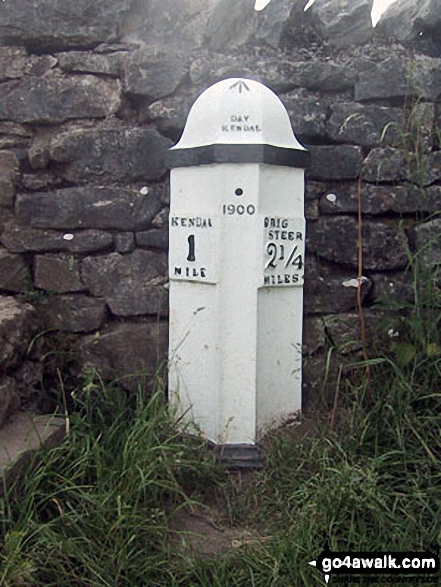 Walk c190 Scout Scar from Kendal - Old milepost on the Brigsteer Road