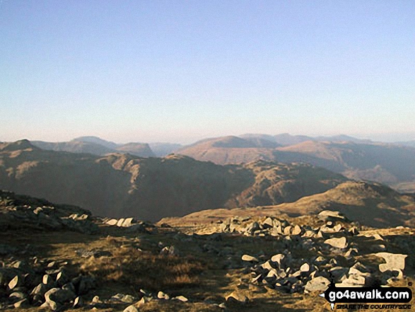 Walk c369 High Raise, Ullscarf and Grange Fell from Rosthwaite - The Borrowdale Fells from Low White Stones