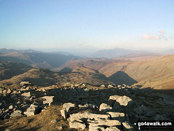 Walk c369 High Raise, Ullscarf and Grange Fell from Rosthwaite - Low White Stones (foreground) with Borrowdale beyond from High Raise (Langdale)