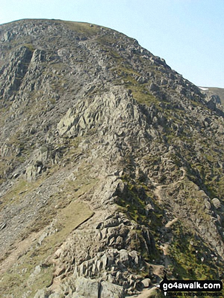 Helvellyn from the 'Bad Step' at the western end of Striding Edge