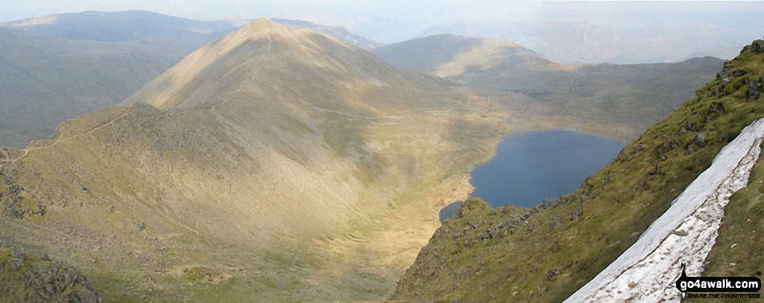 Walk c427 Helvellyn via Striding Edge from Patterdale - Swirral Edge, Catstye Cam and Red Tarn from Helvellyn