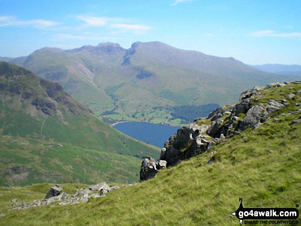 Lingmell, Scafell Pike, Mickledore and Sca Fell above Wast Water from near Middle Fell (Wasdale)