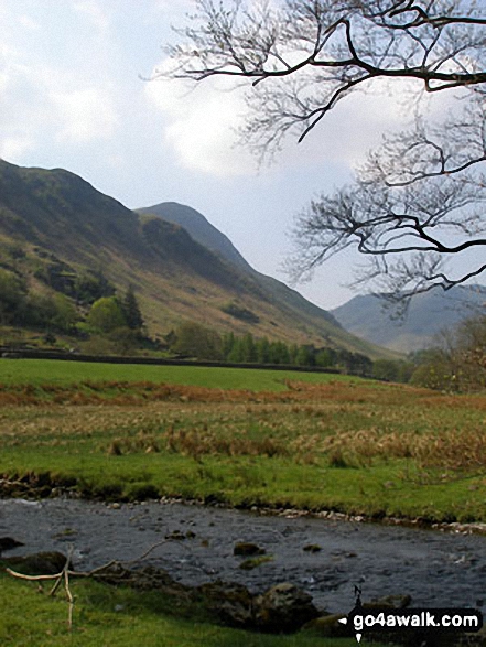 Walk c427 Helvellyn via Striding Edge from Patterdale - Grisedale Beck with St Sunday Crag beyond