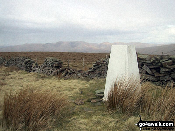 Walk c344 Aye Gill Pike and Snaizwold Fell from Dent - Aye Gill Pike summit trig point