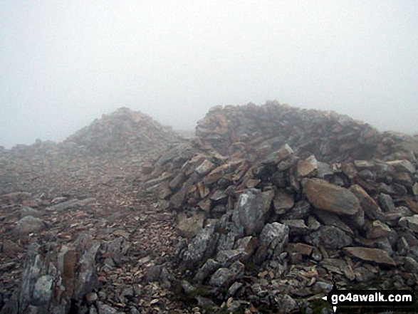 Mynydd Moel summit cairn and stone shelter