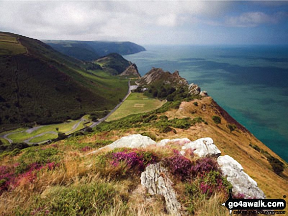 Walk de106 The Valley of Rocks from Lynton - The Valley of Rocks taken from the top of Hollerday Hill with an 800ft sheer drop down into the Bristol Channel