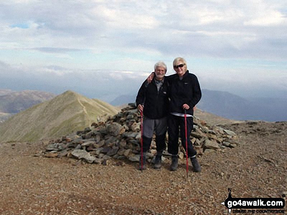 Walk c427 Helvellyn via Striding Edge from Patterdale - Eric and me on Helvellyn, 5 months after his hip replacement :)