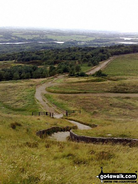 Walk l110 Rivington Pike from Great House Information Centre, Rivington Lane - Rivington Reservoir from the path up Rivington Pike