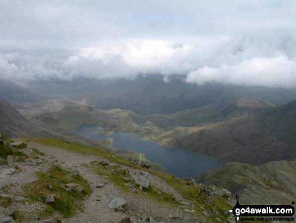 Walk gw100 Mount Snowdon (Yr Wyddfa) from Pen-y-Pass - Llyn Llydaw from the summit of Mount Snowdon (Yr Wyddfa)