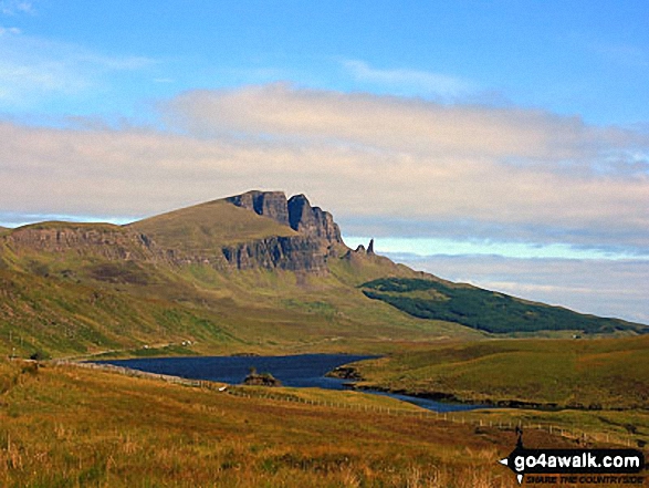 Walk h115 The Storr and Old Man of Storr from Bearreraig, Isle of Skye - The Storr and The Old Man of Storr from across Loch Leathan