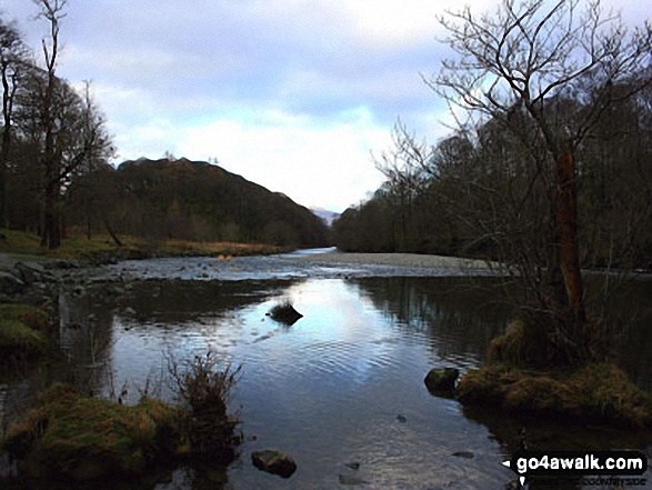 Walk c139 Allen Crags, Glaramara and Seathwaite Fell from Seatoller - The River Derwent below Castle Crag