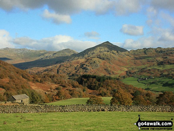 Walk c164 Caw (Dunnerdale Fells), Pikes (Caw) and Green Pikes (Caw) from Seathwaite (Duddon Valley) - Caw (Dunnerdale Fells) from Seathwaite (Duddon Valley)