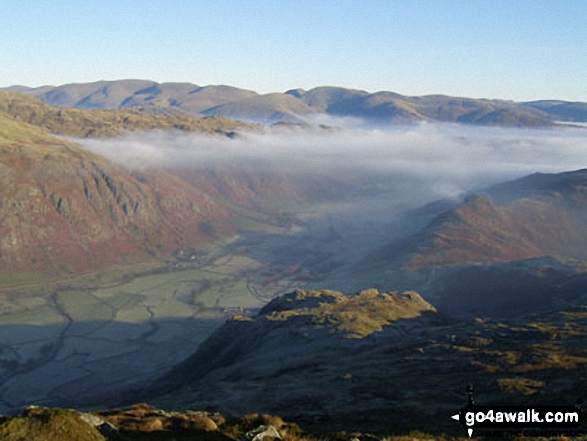 The Langdale Pikes (left) and Great Langdale from Pike of Blisco (Pike o' Blisco)