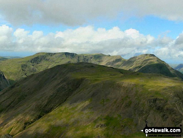 Walk c241 Great Gable and Honister Pass from Seatoller (Borrowdale) - Kirk Fell with Red Pike (Wasdale), Little Scoat Fell and Pillar behind from Westmorland Cairn, Great Gable