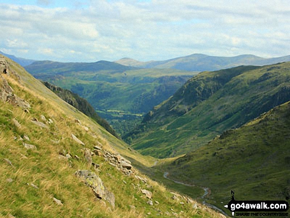 Walk c141 Great Gable and Pillar from Wasdale Head, Wast Water - Borrowdale and Styhead Pass from the slopes of Great Gable above Sty Head