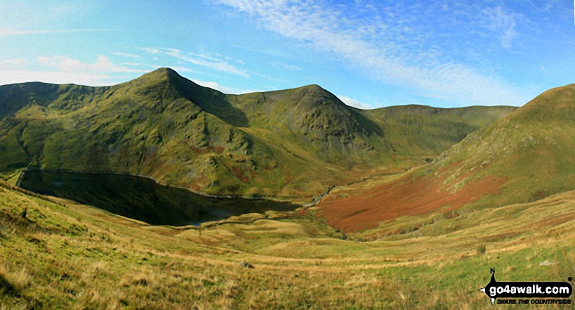 Yoke, Ill Bell, Froswick and the shoulder of Lingmell End (Mardale Ill Bell) above Kentmere Reservoir from Harter Fell (Mardale)