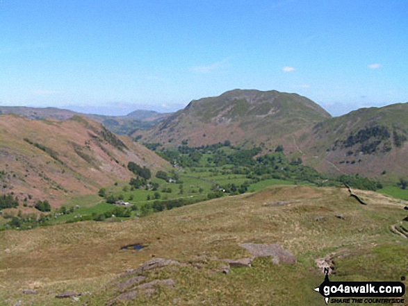 Walk c333 The Dovedale Round - Arnison Crag (left) and Place Fell from Hartsop above How