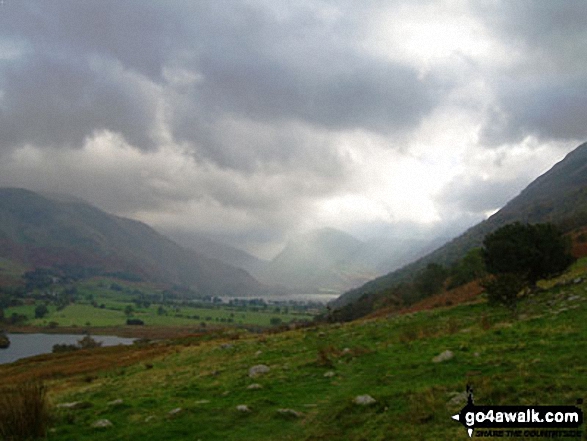 Walk c196 Grasmoor and Rannerdale Knotts from Lanthwaite Green - Fleetwith Pike (centre) and Buttermere from Crummock Water