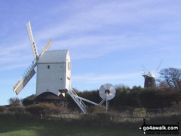 Walk ws140 Jack and Jill and Wolstonbury Hill from Clayton - Jack and Jill Windmills, Clayton