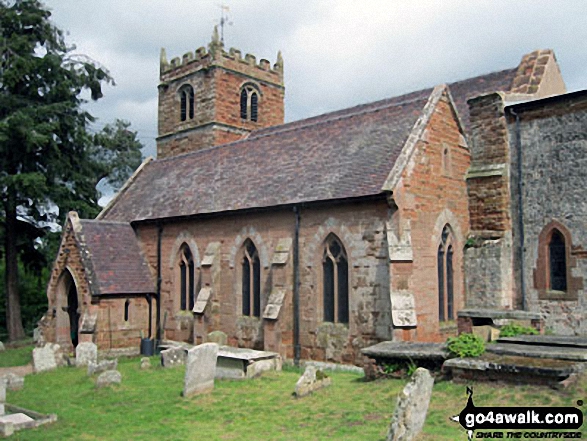 Walk sh128 The River Severn, Quatford, Roughton, Rindleford, Fenn Gate and High Rock from Bridgnorth - Quatford Church