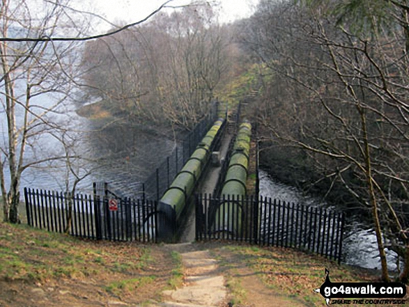 Pipe/Foot Bridge across and inlet, Ladybower Reservoir