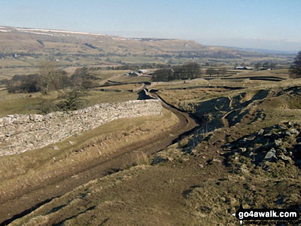 Walk ny160 Addlebrough and Thornton Rust from Askrigg, Wensleydale - Wensleydale from the Carpley Green Road (track)