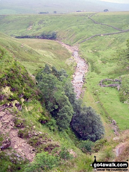 Walk ny103 Rogan's Seat and Water Crag (Arkengarthdale) from Keld - The River Swale at Keld