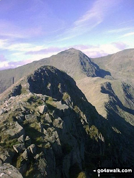 Y Lliwedd summit from Y Lliwedd (East Top) with Snowdon (Yr Wyddfa) in the distance