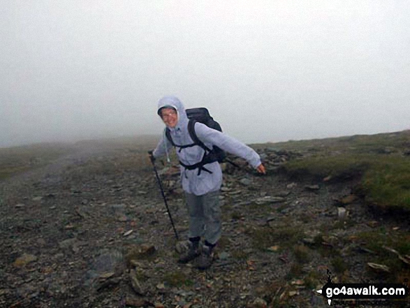 Ann on a windy climb up Cadair Idris (Penygadair) -  should have chosen a better day