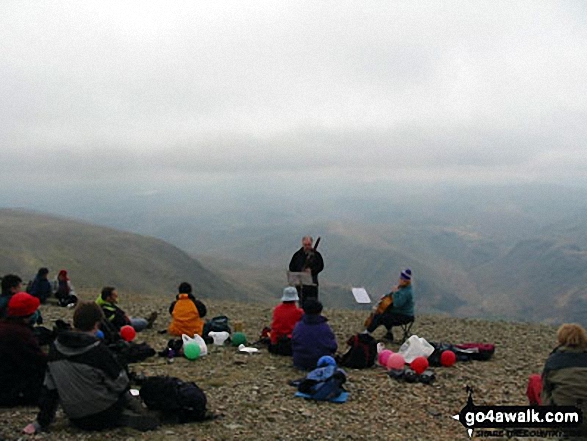 Walk c432 Helvellyn from Thirlmere - Musicians on the summit of Helvellyn