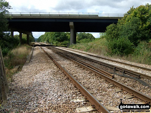 Redhill to Tonbridge Main Railway Line where it passes under the M23, South Nutfield