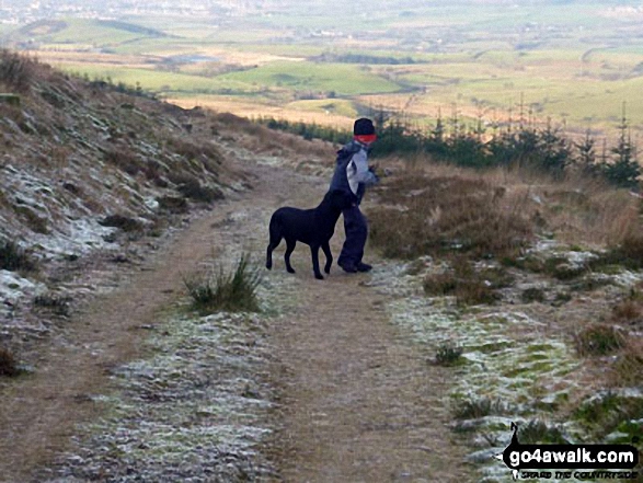 My youngest son and youngest dog on their way up Grike near Ennerdale Water