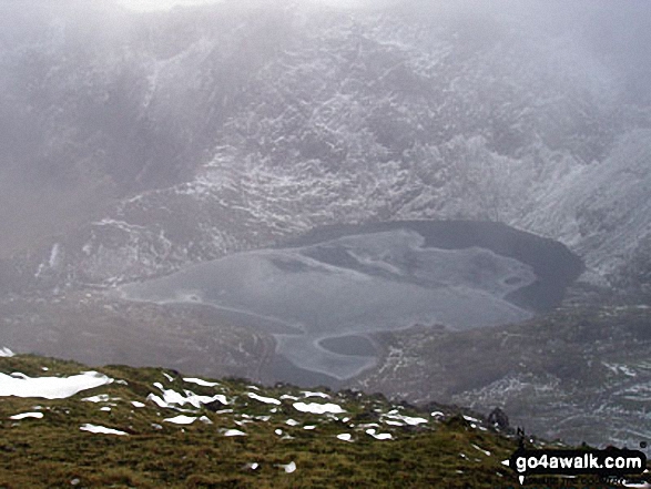 Glaslyn (partially frozen) from Crib Goch