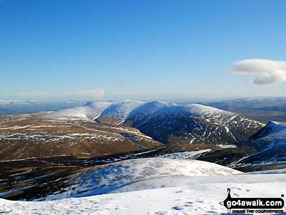 Walk c273 Skiddaw and Bakestall from Gale Road (Underscar) nr Keswick - A snow capped Blencathra or Saddleback (Hallsfell Top) viewed from the summit of Skiddaw