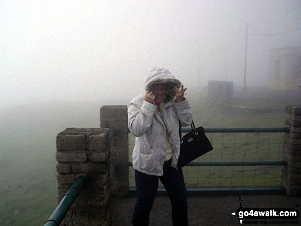 My wife Patricia at the top of Snaefell