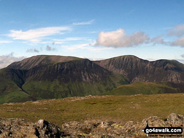 Walk c142 Robinson and Dale Head from Little Town - Grasmoor (back), Whiteless Pike, Wandope and Crag Hill (Eel Crag), Sail (mid distance) and Knott Rigg (foreground right) from Robinson