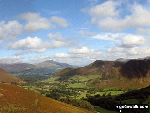 Walk c142 Robinson and Dale Head from Little Town - Keswick and The Skiddaw Masiff (distance) and Cat Bells (Catbells) (right) from Blea Crags