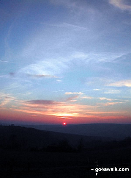 Walk ws140 Jack and Jill and Wolstonbury Hill from Clayton - Sunset on The Sussex Downs from near the Jack and Jill Windmills, Clayton