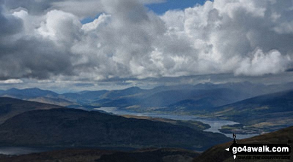 Walk h100 Ben Nevis via The Tourist Path from Achintee, Fort William - Looking south east towards Loch Linnhe from the Fort William route up  Ben Nevis