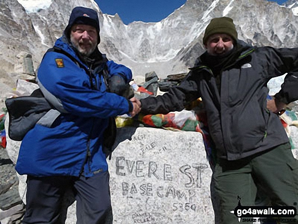 Chris Foster (left) John McMullen (right) at Everest Base Camp (South) in Nepal, 5,364m (17,598ft) above sea level.